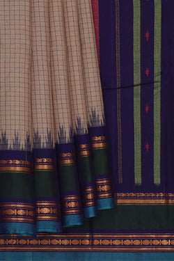 Image of Gadwal Cotton Cream Saree