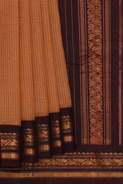 Image of Gadwal Cotton Dull Peach Saree