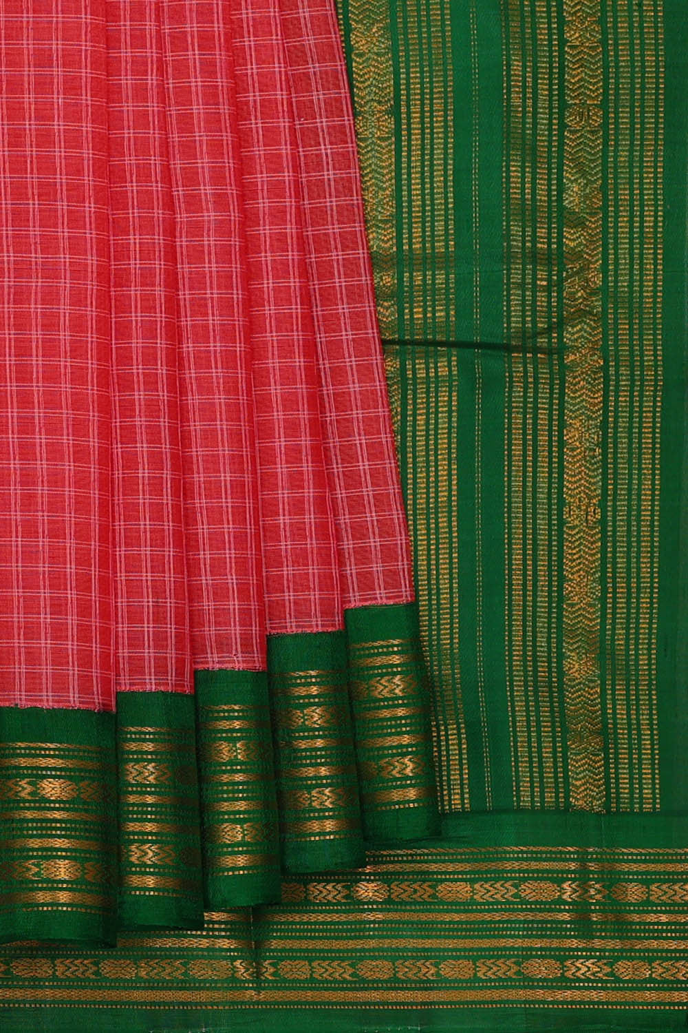 Gadwal Cotton Reddish Pink Saree