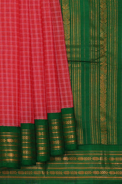Image of Gadwal Cotton Reddish Pink Saree