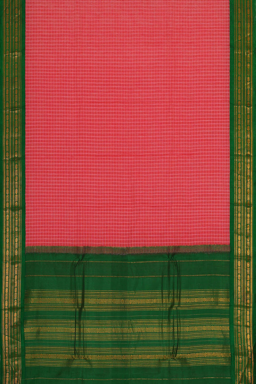 Gadwal Cotton Reddish Pink Saree