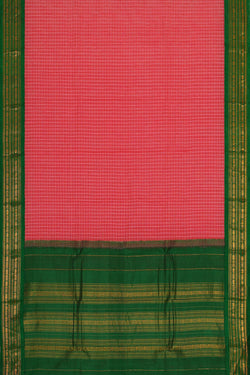 Image of Gadwal Cotton Reddish Pink Saree