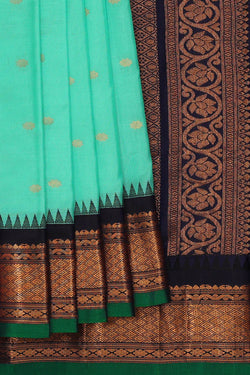 Image of Gadwal Silk Aqua Blue Saree