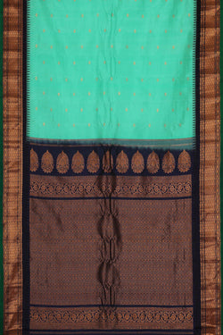 Image of Gadwal Silk Aqua Blue Saree