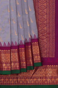 Image of Gadwal Silk Light Grey Saree