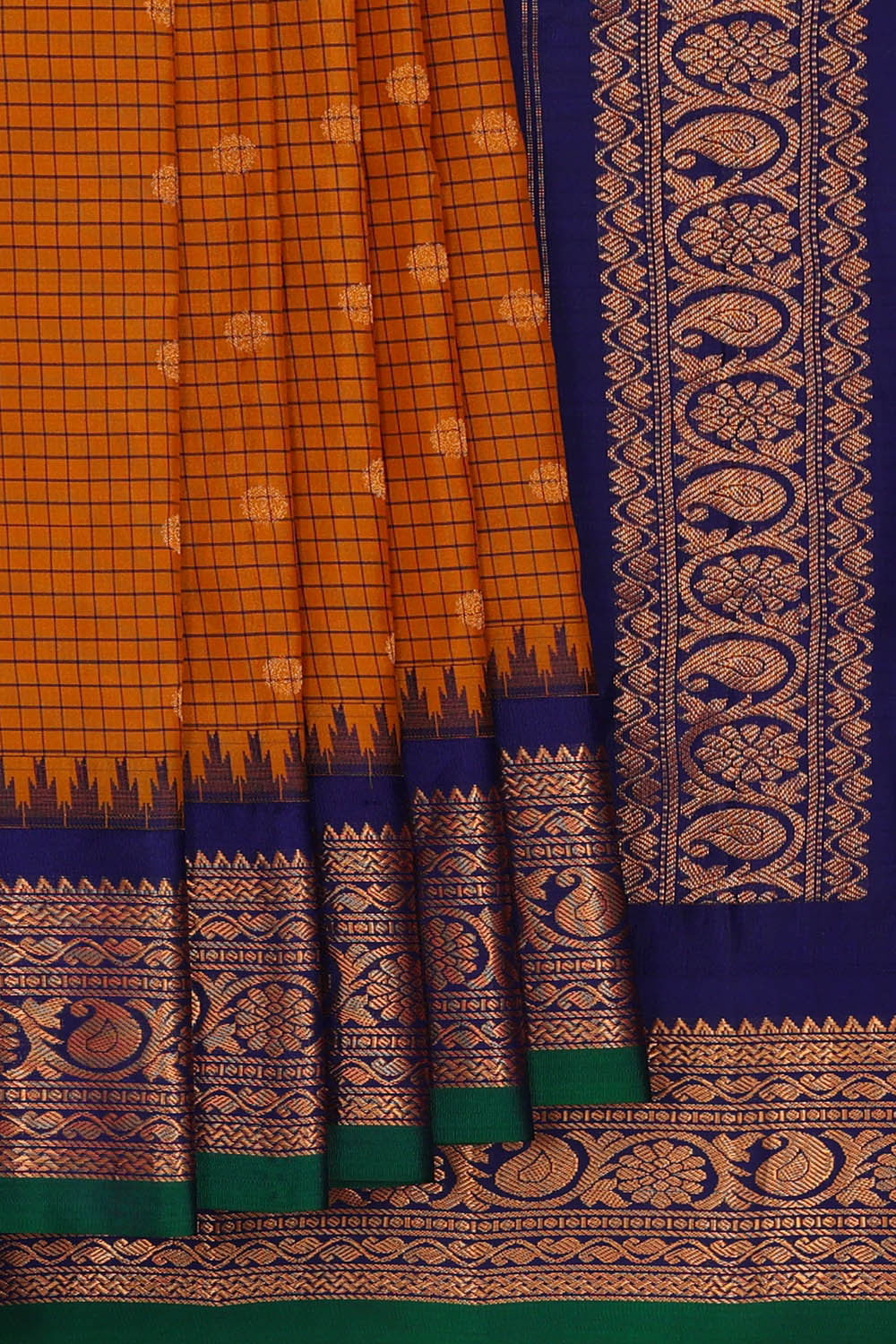 Gadwal Silk Mustard Yellow Saree