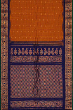 Image of Gadwal Silk Mustard Yellow Saree