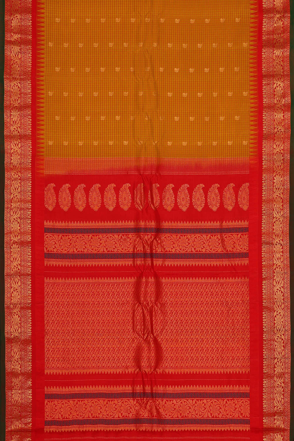Gadwal Silk Dark Mustard Yellow Saree