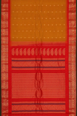 Image of Gadwal Silk Dark Mustard Yellow Saree