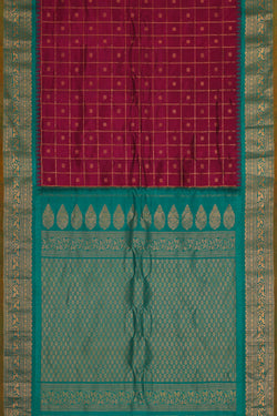Image of Gadwal Silk Dark Red Saree