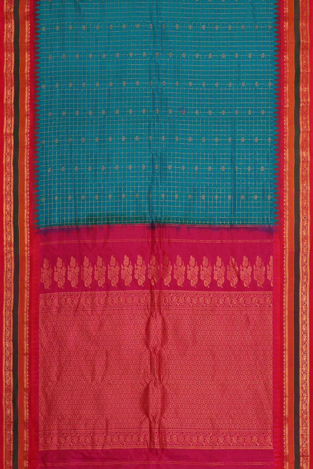 Gadwal Silk Teal Blue Saree