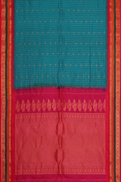 Image of Gadwal Silk Teal Blue Saree