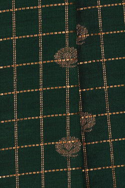 Image of Gadwal Silk Bottle Green Saree