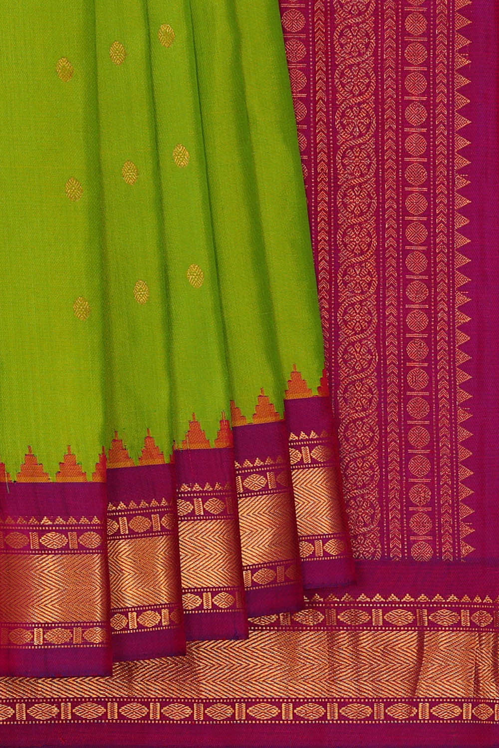 Image of Gadwal Silk Parrot Green Saree