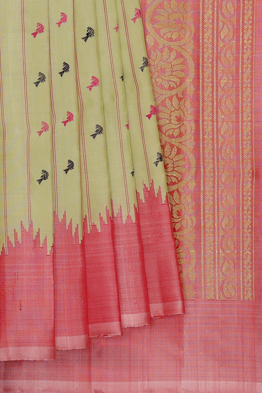 Image of Gadwal Silk Yellow Saree