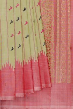 Image of Gadwal Silk Yellow Saree