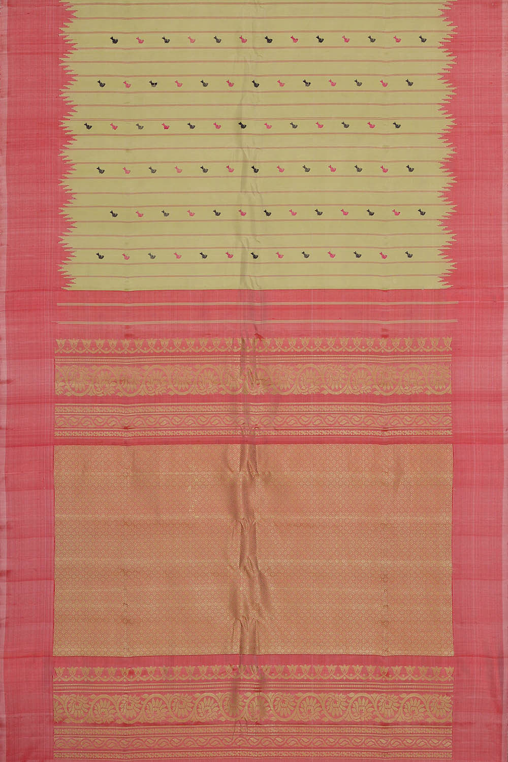 Image of Gadwal Silk Yellow Saree