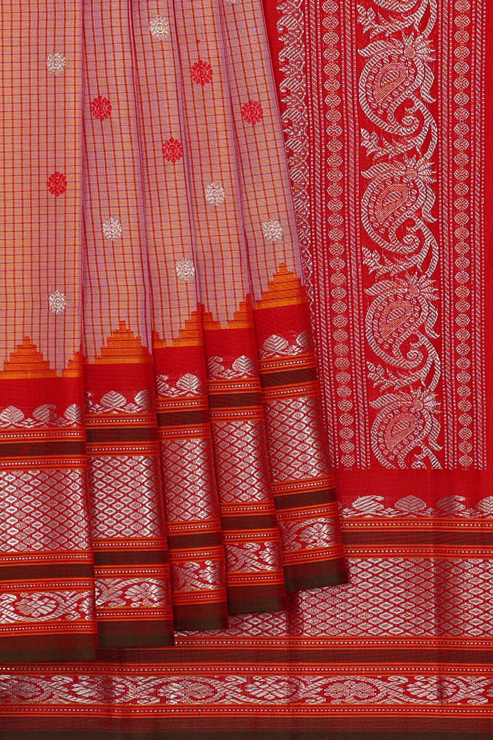 Gadwal Silk Light Peach Saree
