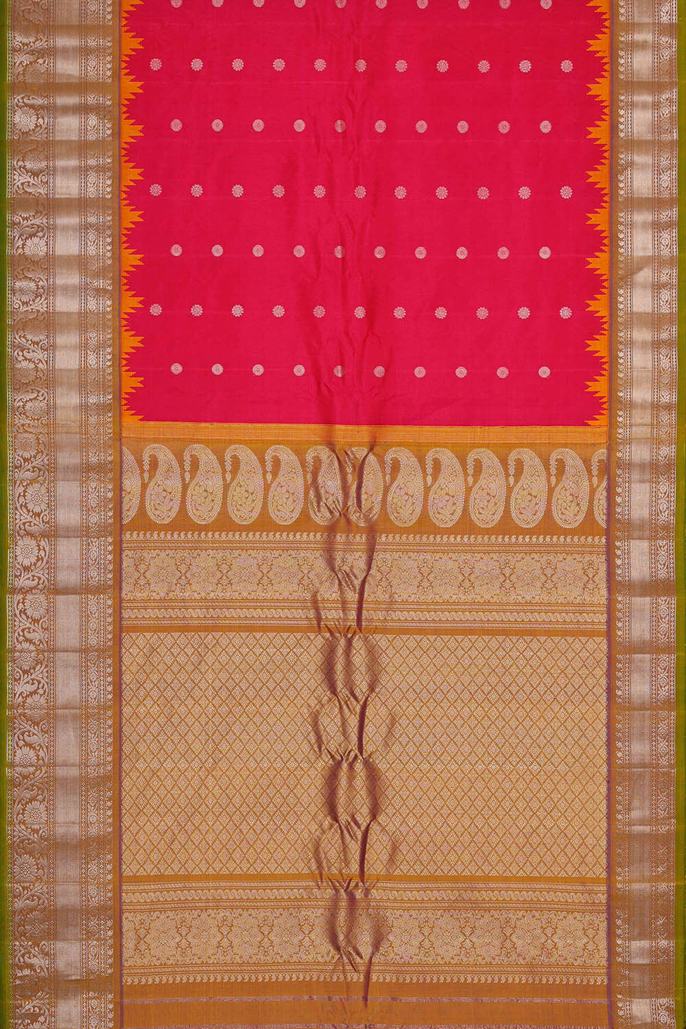 Image of Gadwal Silk Red Saree