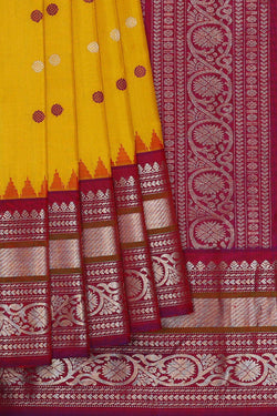 Image of Gadwal Silk Sage Yellow Saree