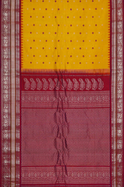 Image of Gadwal Silk Sage Yellow Saree