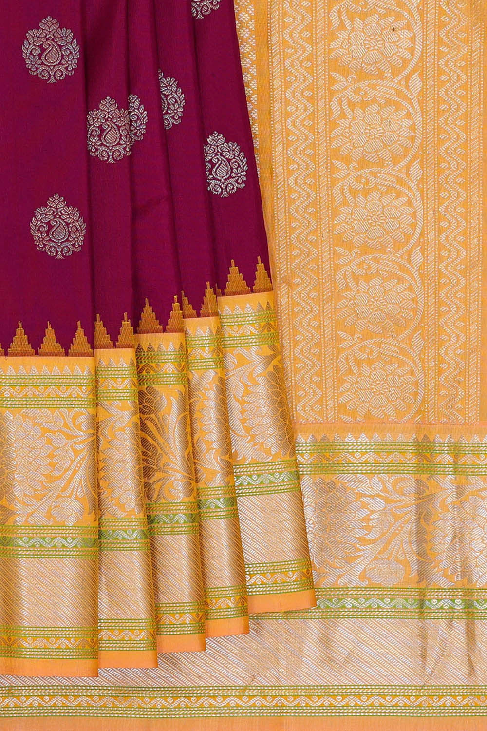 Image of Gadwal Silk Dark Magenta Saree