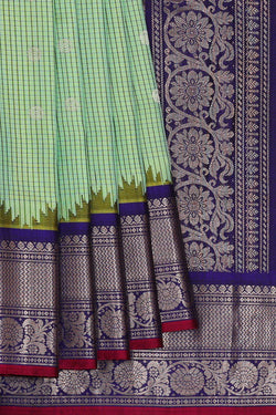 Image of Gadwal Silk Light Mint Green Saree