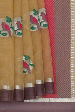 Image of Zari Kota Dark Cream Saree