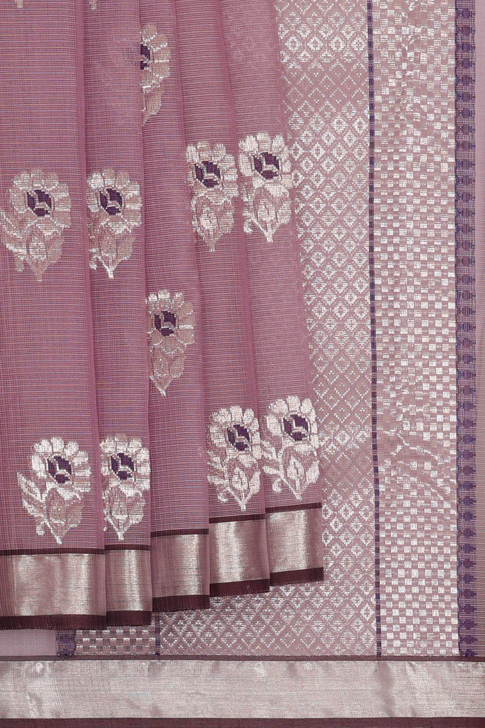 Image of Zari Kota Onion Pink Saree