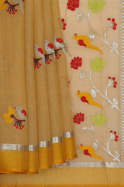 Image of Zari Kota Mustard Yellow Saree