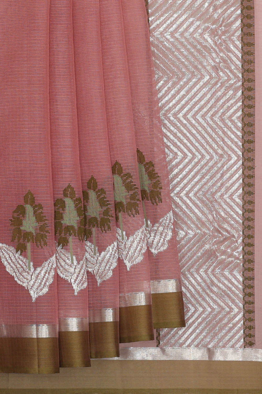 Image of Zari Kota Onion Pink Saree