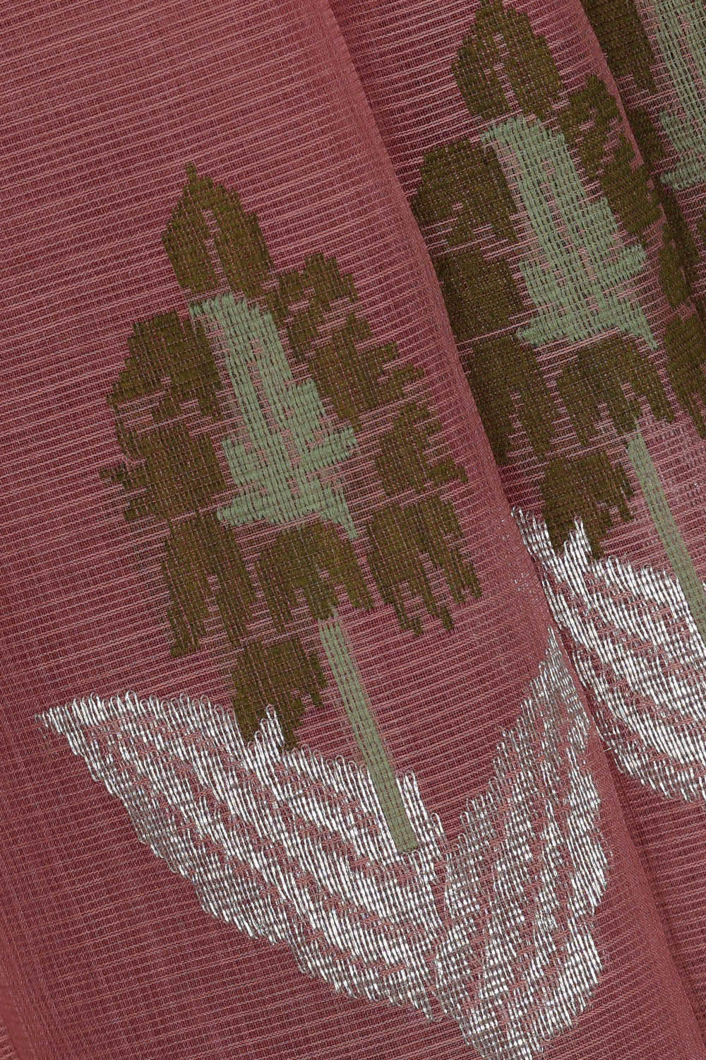 Image of Zari Kota Onion Pink Saree