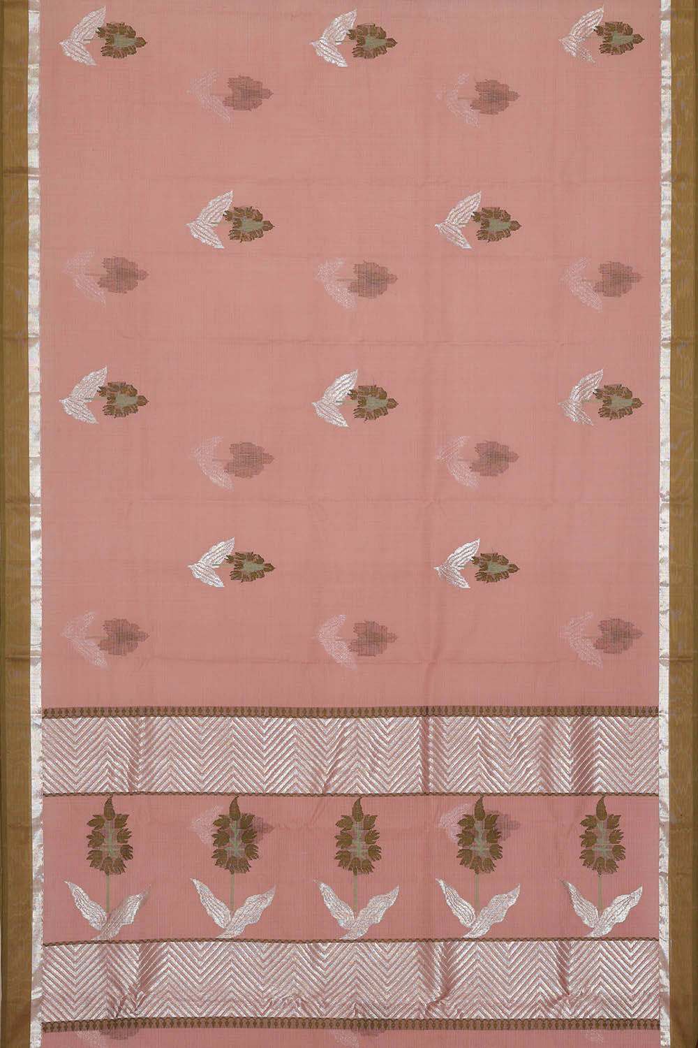 Image of Zari Kota Onion Pink Saree