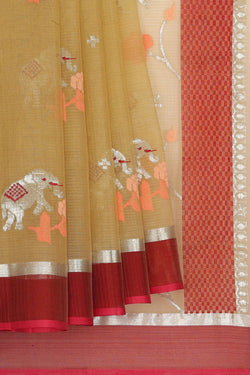 Image of Zari Kota Dull Yellow Saree