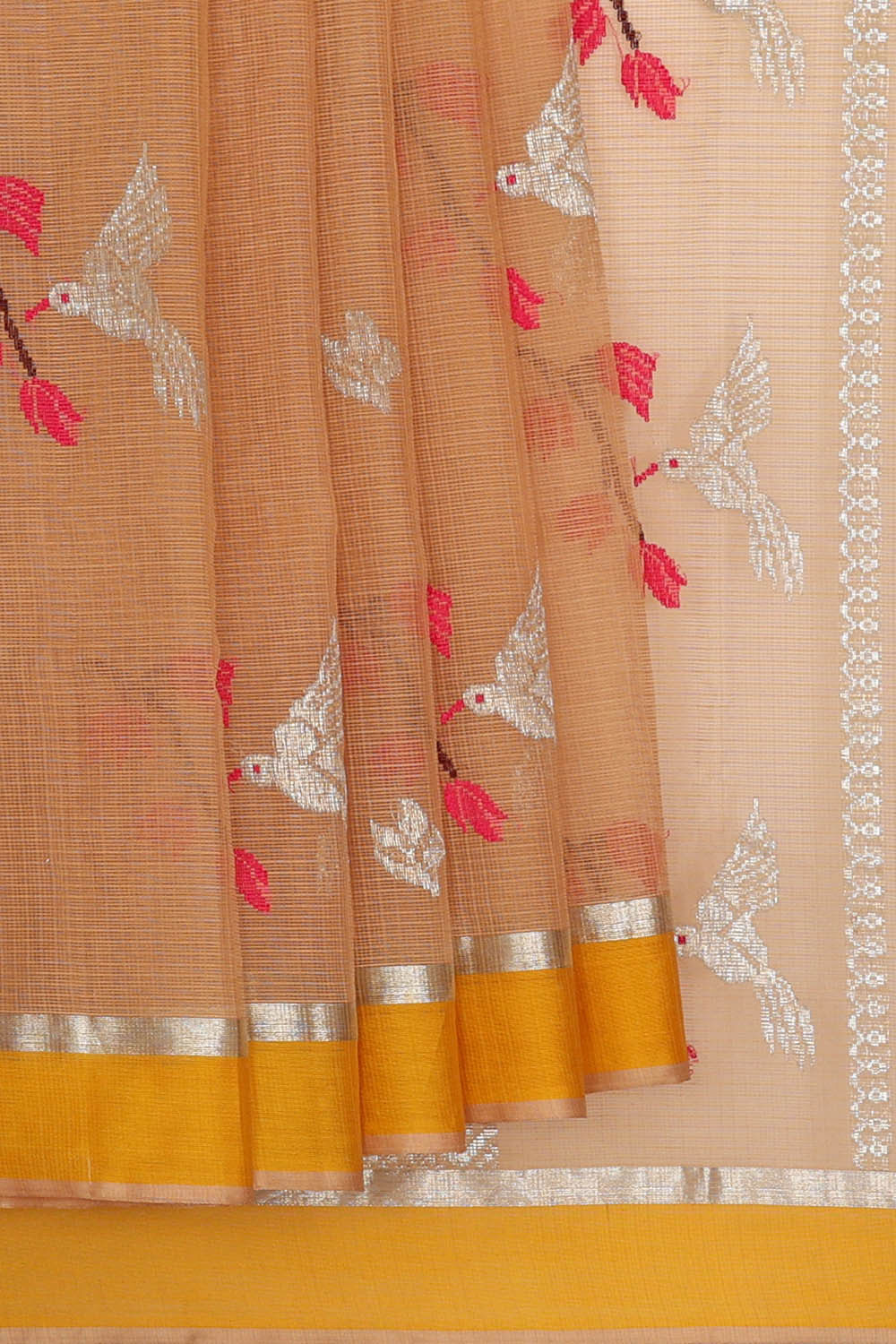 Zari Kota Dull Peach Saree