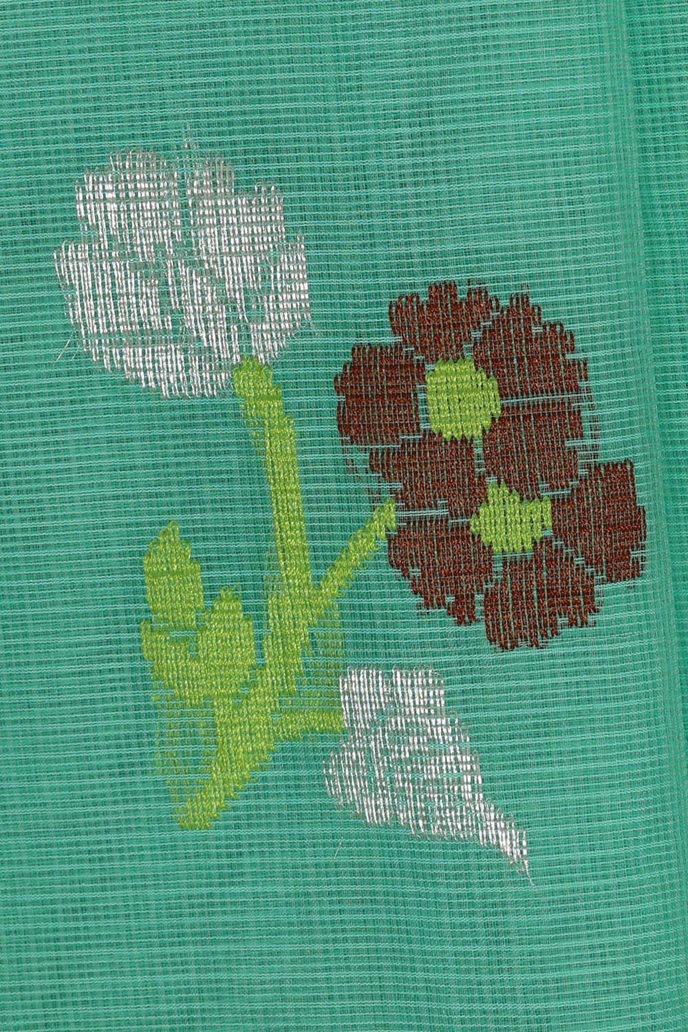 Image of Zari Kota Sea Green Saree