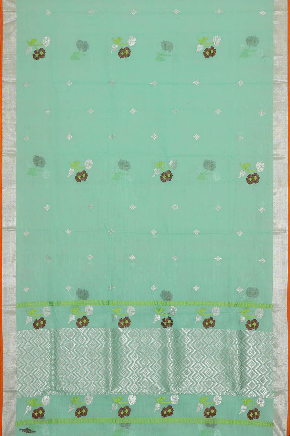 Image of Zari Kota Sea Green Saree