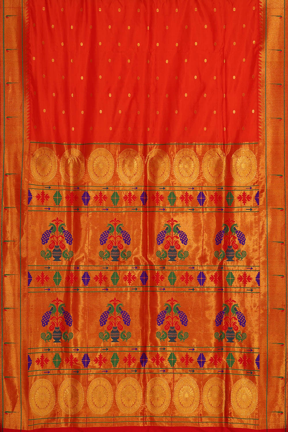 Paithani Dark Orange Saree