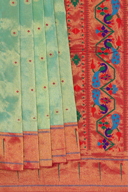 Image of Paithani Sea Green Tissue Saree