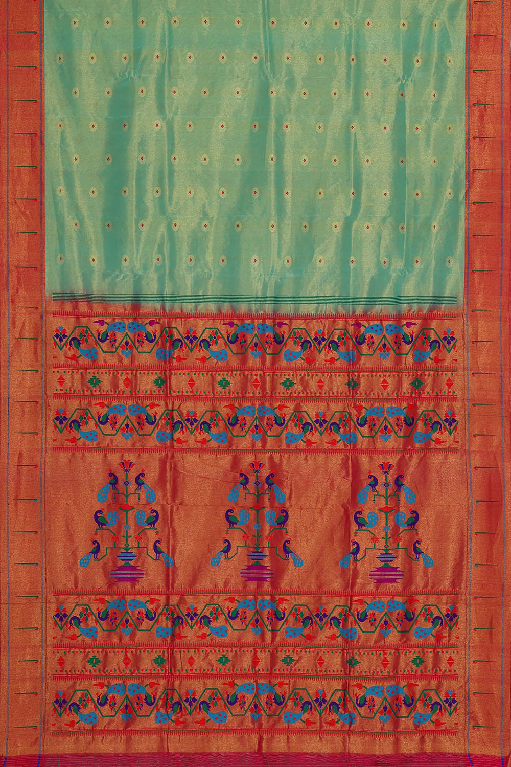 Paithani Sea Green Tissue Saree