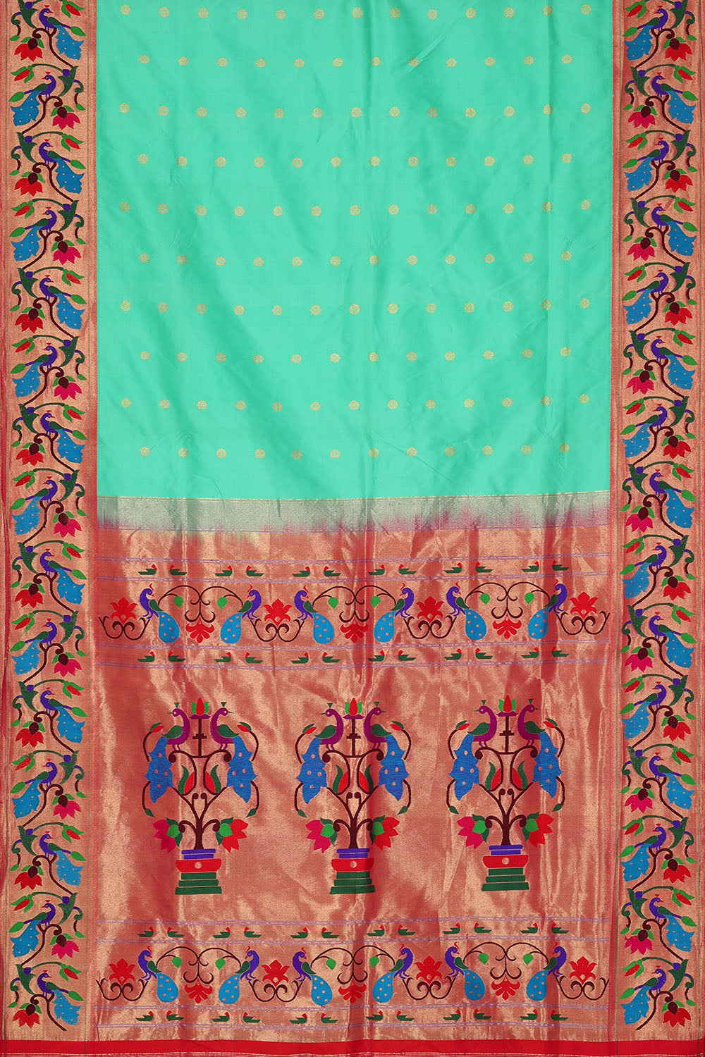 Image of Sea-Green Paithani Silk Saree