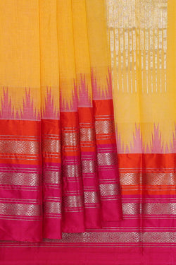 Image of Ponduru Cotton Yellow Saree