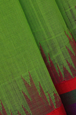 Image of Parrot Green Cotton Saree