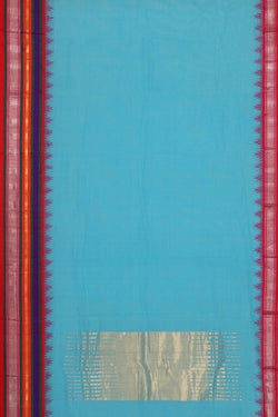 Image of Sky Blue Cotton Saree