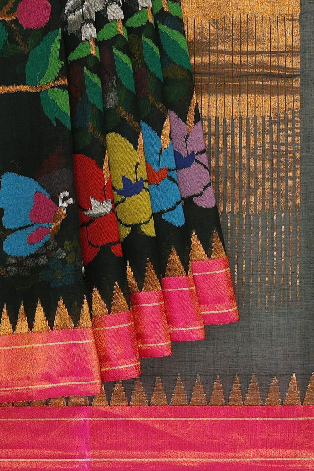 Image of Ponduru Cotton Black Saree