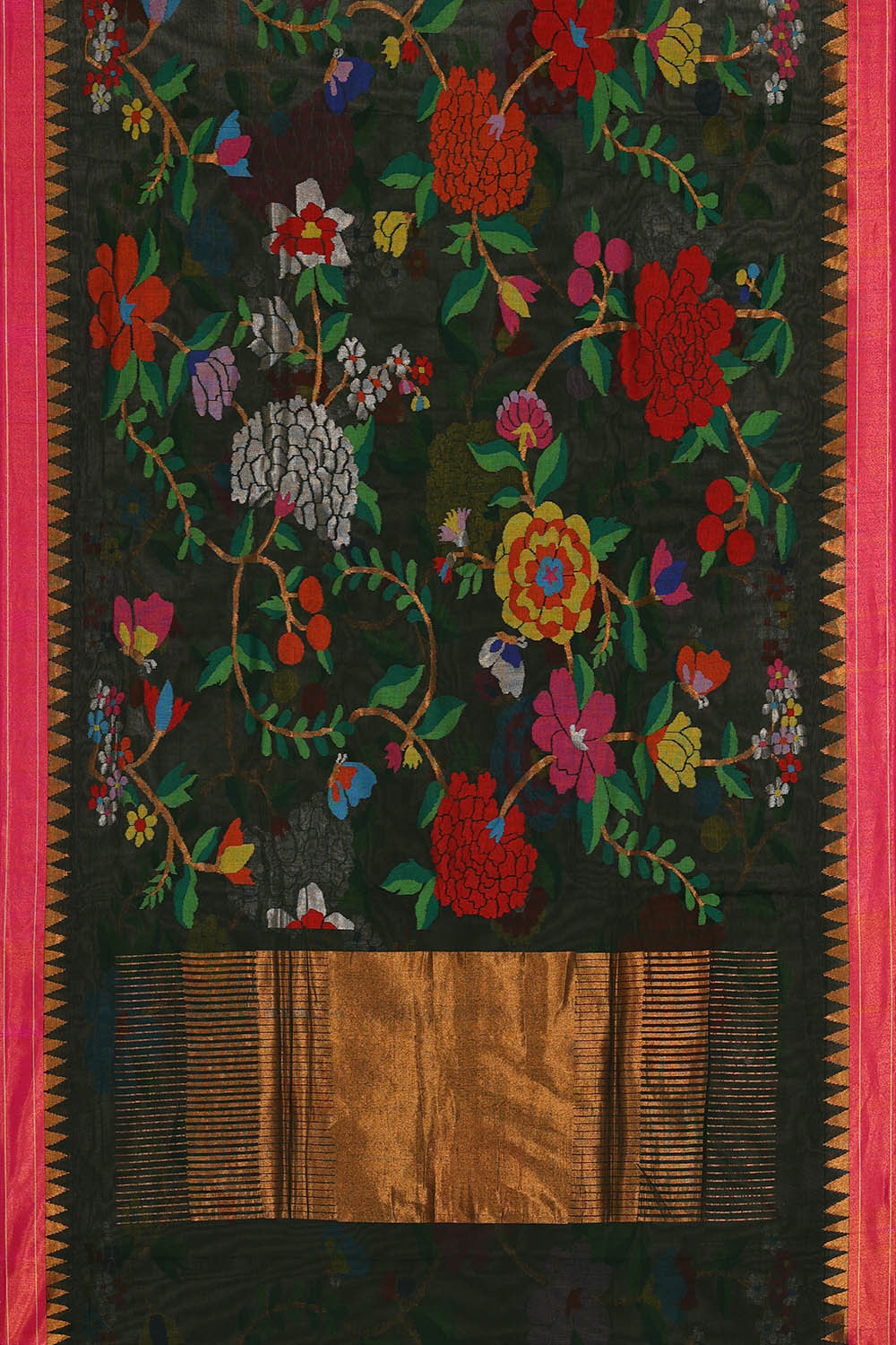 Image of Ponduru Cotton Black Saree