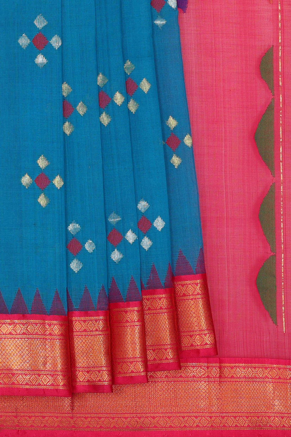 Image of Ponduru Cotton Blue Saree