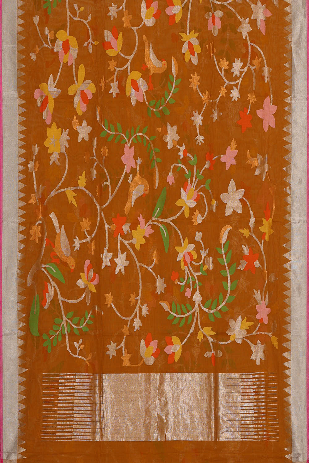 Ponduru Cotton Mustard Brown Saree