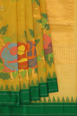 Image of Ponduru Cotton Yellow Saree