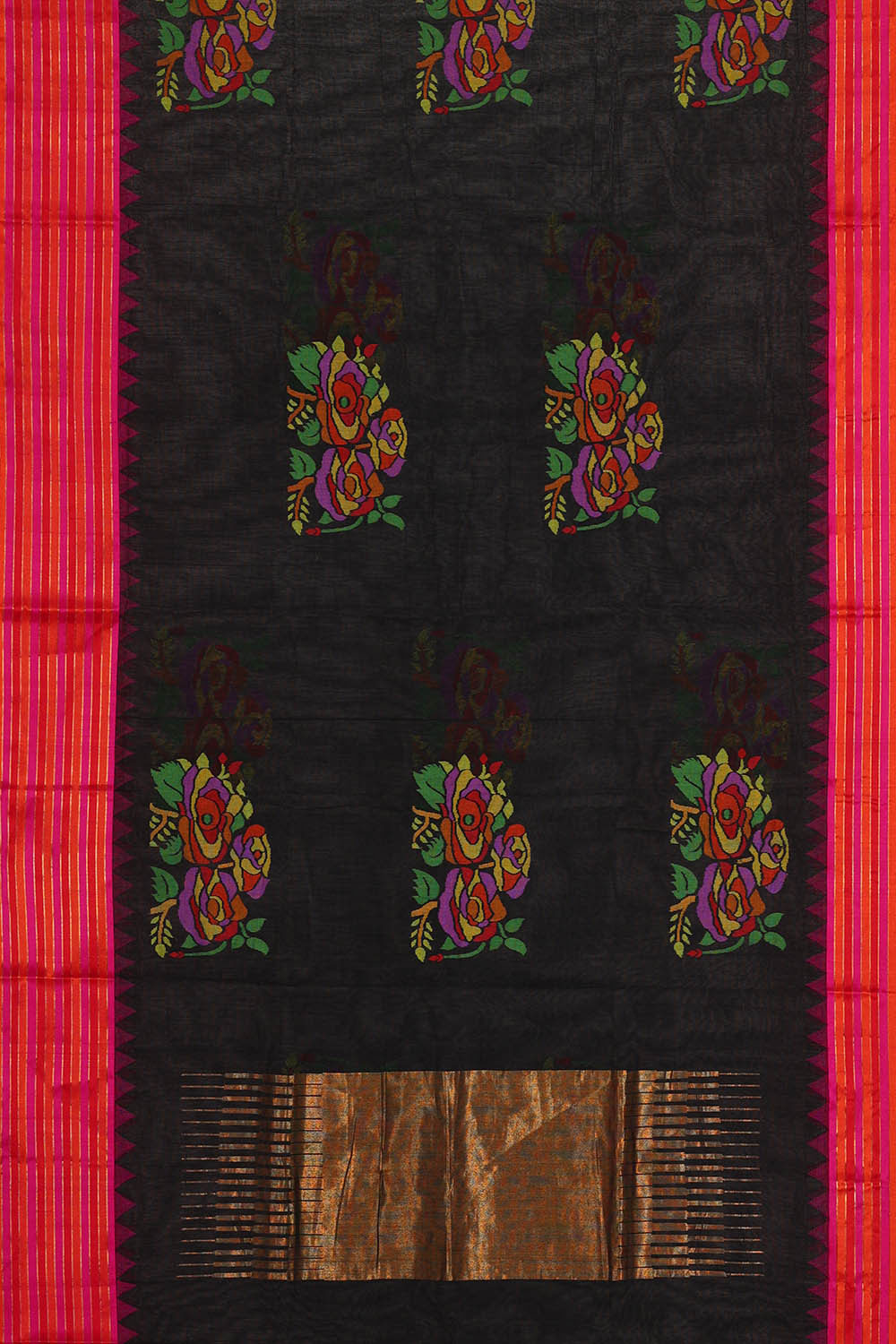 Ponduru Cotton Black Saree